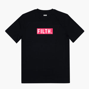 T-shirt FILTH. - Noir avec logo rose