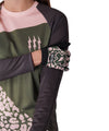 Damska koszulka techniczna - zielony/różowy lampart